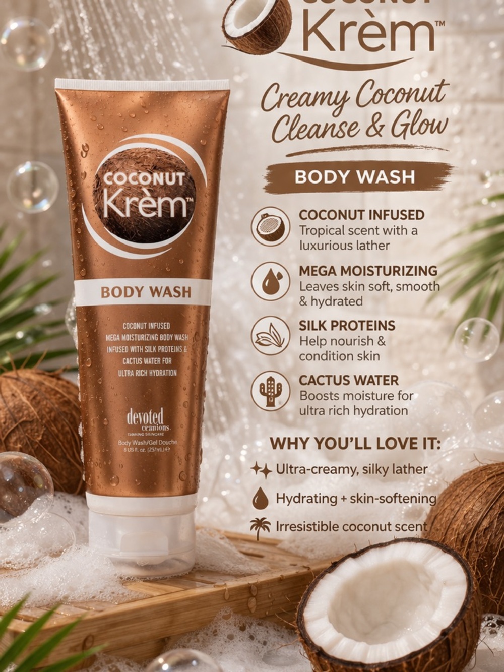 Coconut Krèm Creamy Coconut Body Wash - Hydrating Brown